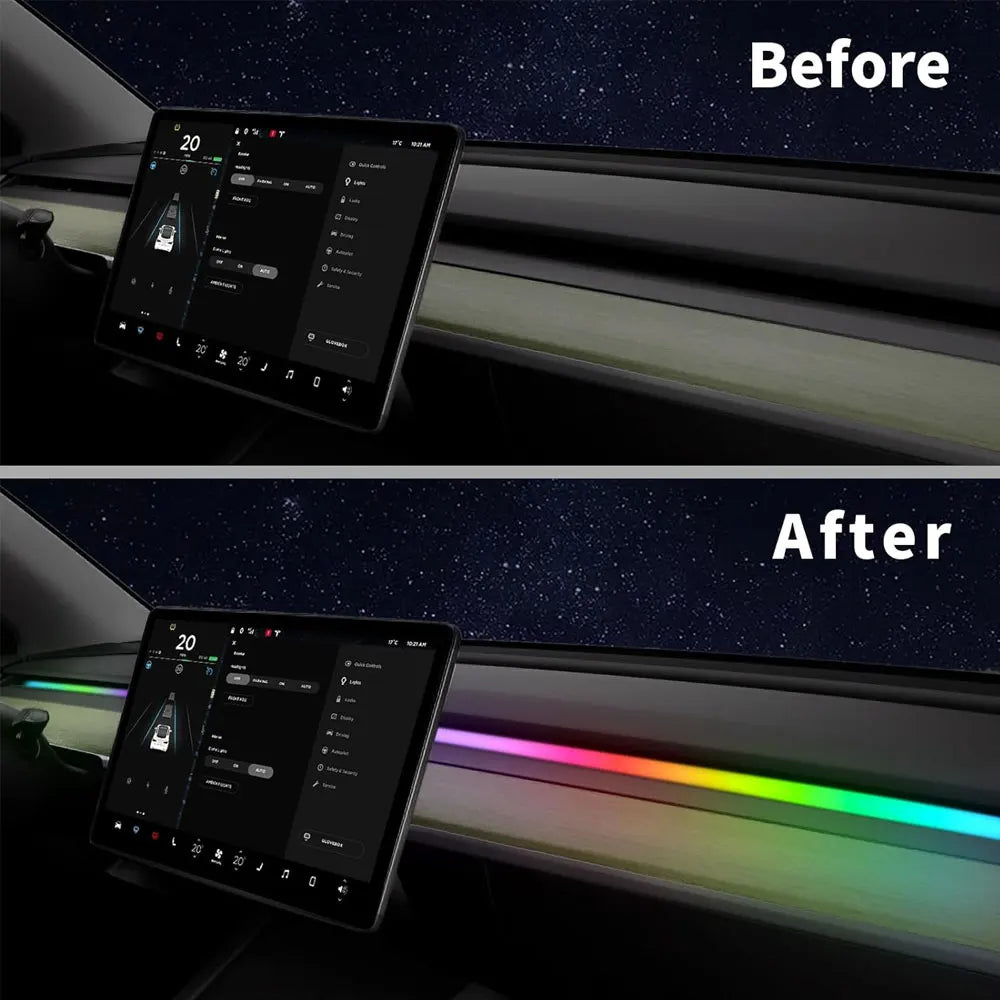 Tesla Model 3 & Y (2021-2023) Center Console LED Ambient Light Strips – Neon Dashboard Lighting Accessories