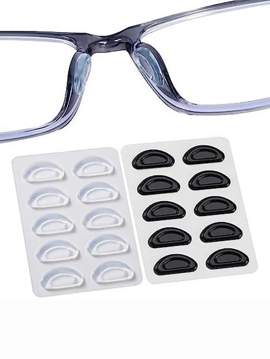 5 Pairs Anti-Slip Silicone Glasses Nose Pads - Soft Adhesive Nose Pads for Eyeglasses & Sunglasses (Black/White)