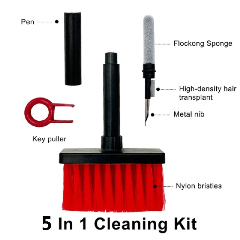 5-in-1 Keyboard Cleaning Brush Kit – Keycap Puller & Earbuds Cleaner for AirPods Pro 1/2/3, Bluetooth Earphones, and Case Cleaning Tools