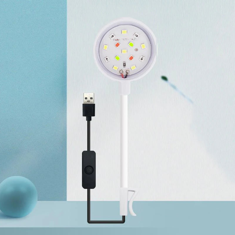 LED Aquarium Light with Adapter – Clip-On Full Spectrum USB Light, 360° Rotating for Fish Tanks