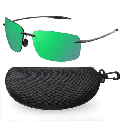 JULI Polarized Classic Sports Sunglasses - Ultralight Rimless Rectangle Frame for Men, Fishing & Driving, UV400 Protection (MJ8009)