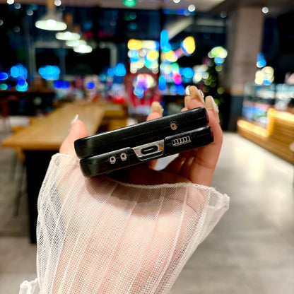 Luxury Leopard Grain Leather Folding Case for Samsung Galaxy Z Flip 3/4/5/6 – Stylish Protective Cover