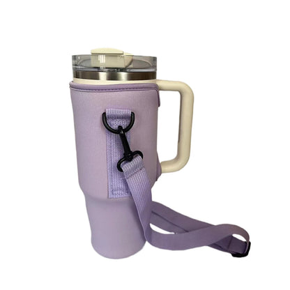 30/40Oz Water Bottle Crossbody Bag — Reusable Cooler Bag with Adjustable Shoulder Strap