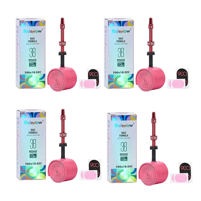 Ridenow Upgraded Metal Nozzle 700c TPU Inner Tube – 700x18-32c Road Bike Tube with Removable Valve Cores