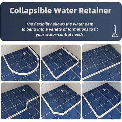 Upgraded 4” / 10cm Collapsible Shower Threshold Water Dam – Bathroom Barrier for Dry & Wet Separation