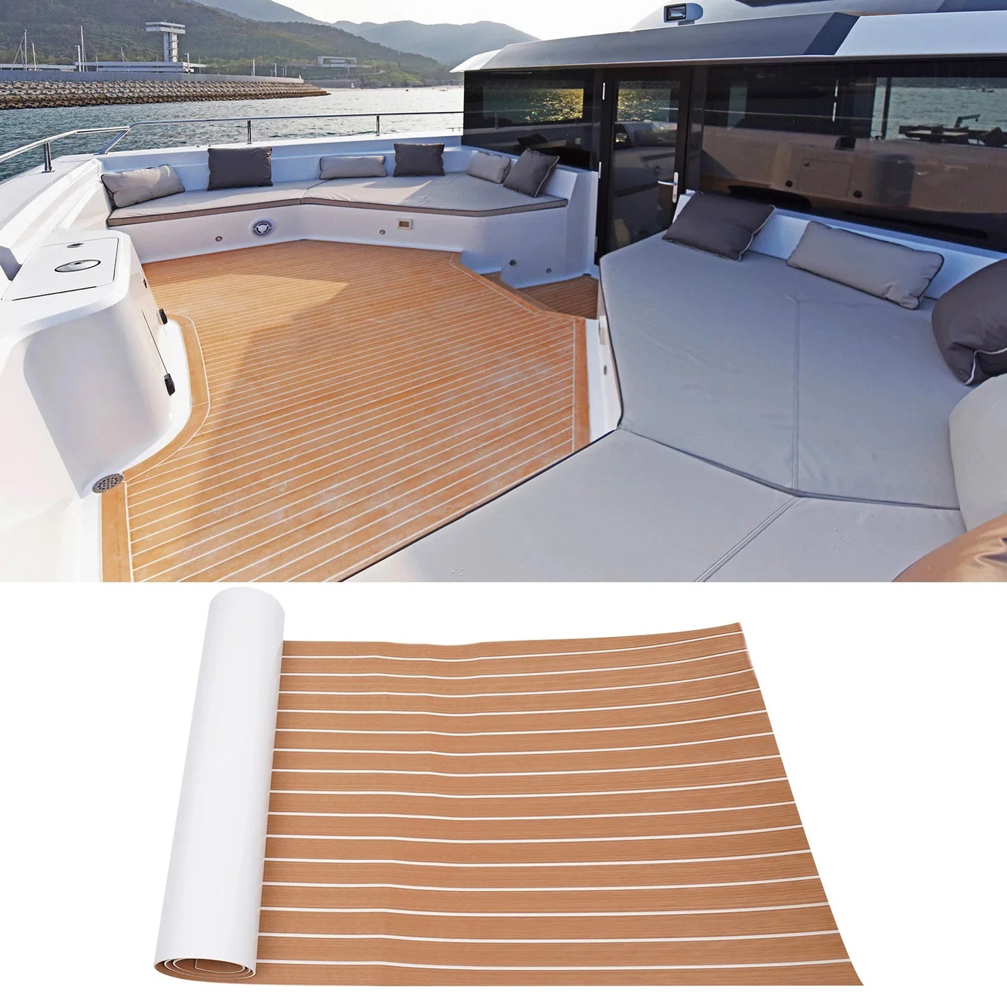 94.5"×35.4" EVA Anti-Slip Foam Boat Decking Sheet — Self-Adhesive Cuttable Deck Flooring Mat for Boats