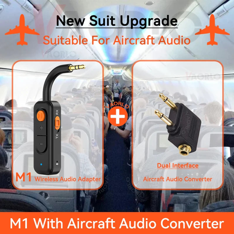 Bluetooth 5.4 Audio Transmitter Receiver – 3.5mm AUX HiFi Stereo Wireless Adapter with Mic for Car, Airplane, TV, PC & Headphones