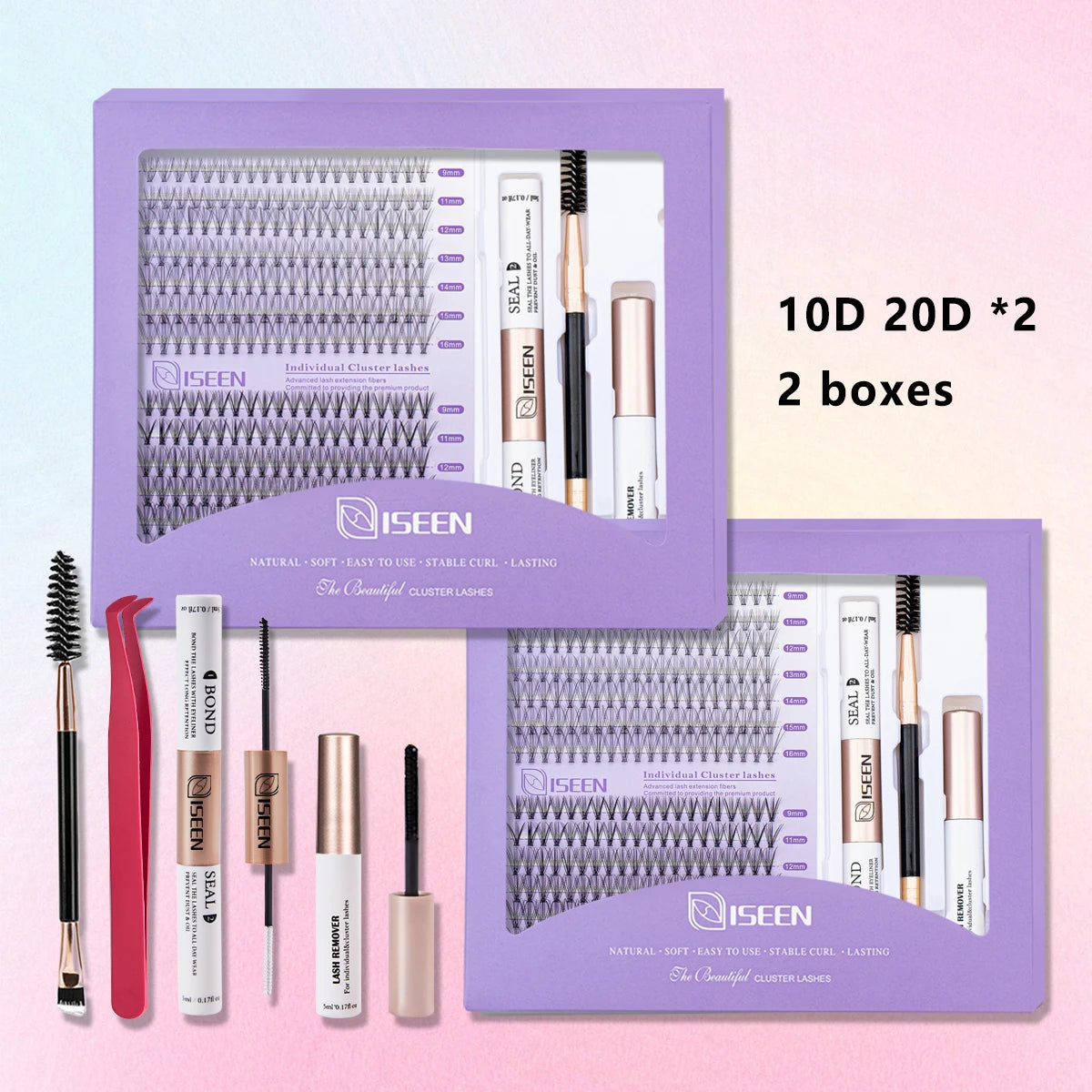 DIY Lash Extension Kit – Mix Styles Lash Clusters, Individual Lashes, Bond & Seal, Remover, Tweezers & Lash Brush for Easy Self-Application Makeup