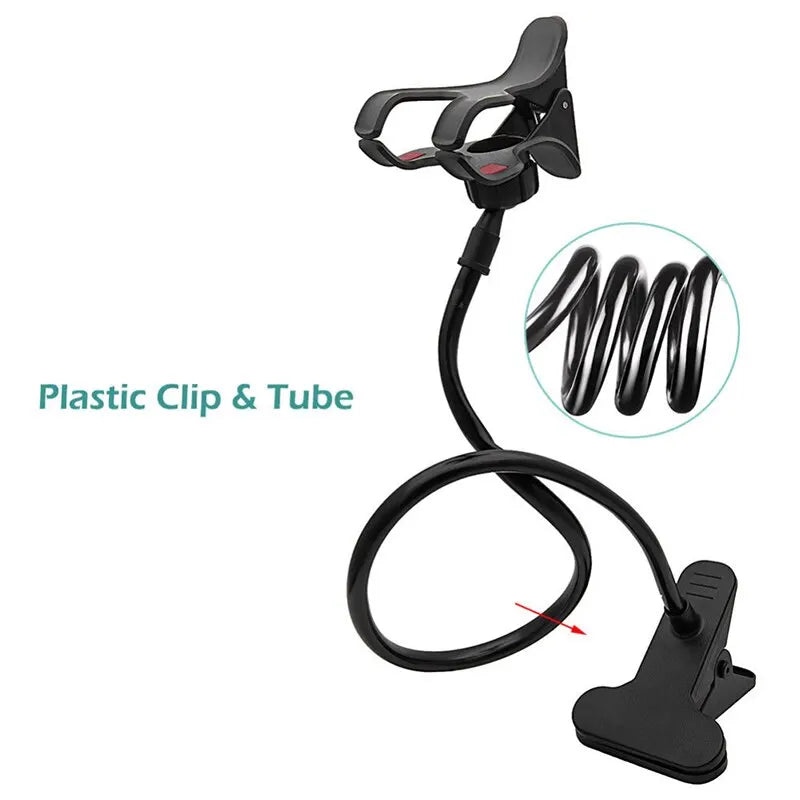 Flexible Gooseneck Mobile Phone Holder: Universal Lazy Bracket Stand for Bed, Desk, or Table - Smartphone Stents Clip