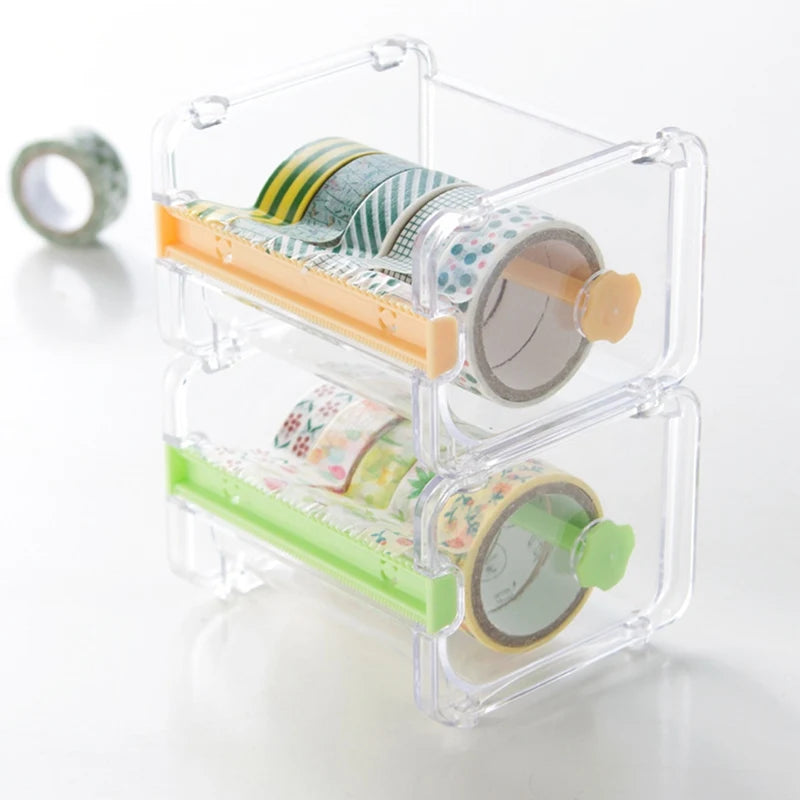 GUGCGV Stationery Masking Tape Cutter & Organizer | Office Tape Dispenser & Storage for Office Supplies
