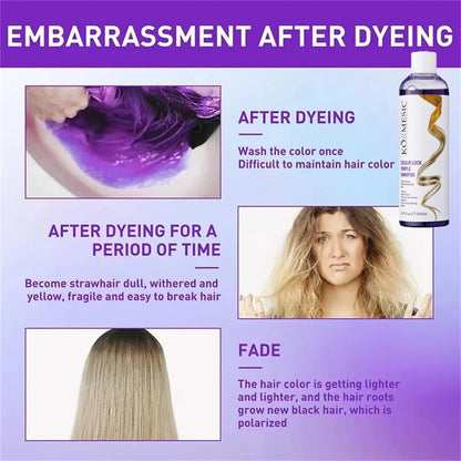 300ml Purple Color Fixing Shampoo – Long-Lasting Hair Dye, Gray Coverage, Fade Yellow After Bleach, Non-Irritating Hair Care