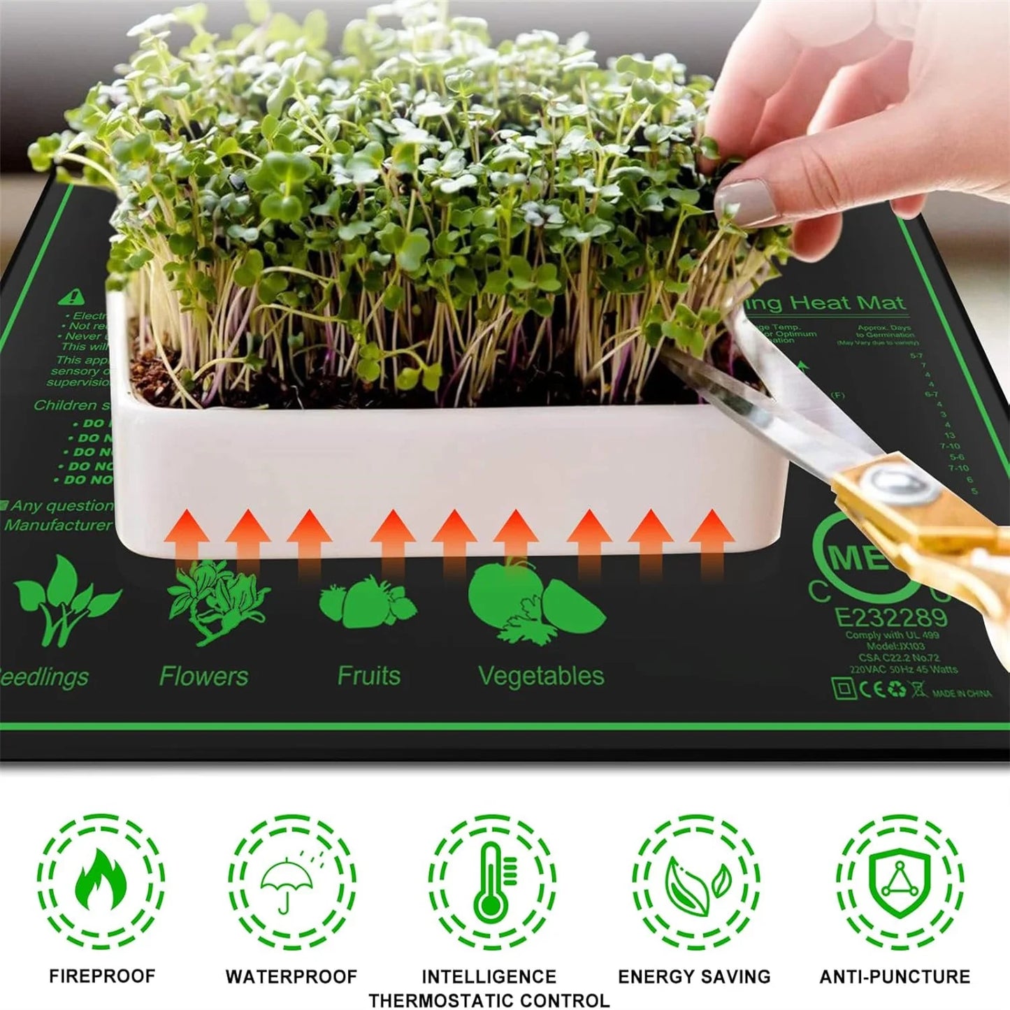 10/25/50CM Seedling Heat Mat — Indoor Plant Germination & Propagation Heating Pad with EU/US/UK Plug