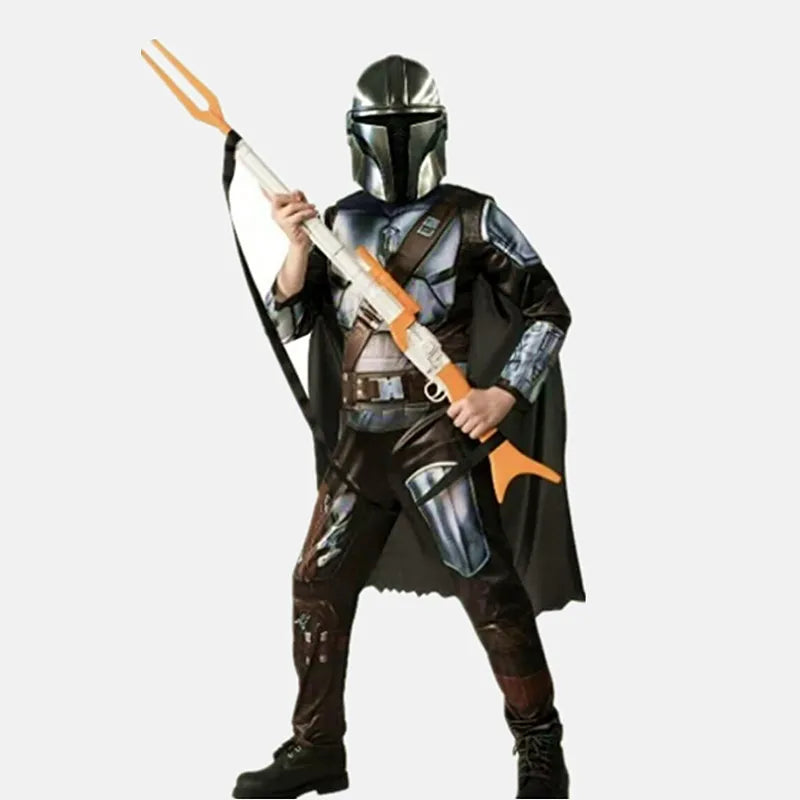 Boys' Mandalorian Beskar Armor Costume with Mask for Halloween - Classic Movie Cosplay Outfit for Kids