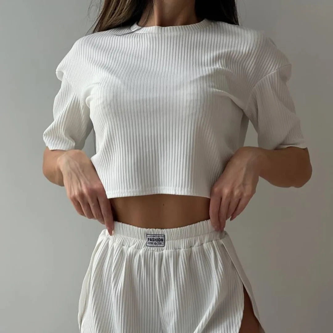 Women's Two-Piece Pajamas Set – Comfortable Sexy Short Sleeve Top and Shorts Homewear