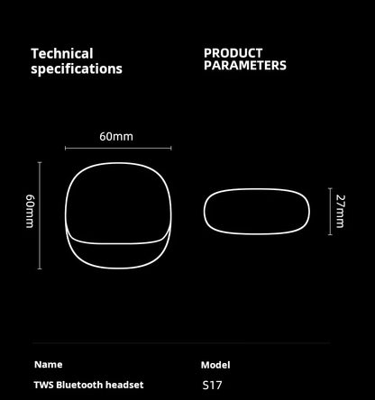 SONY S17 Bluetooth Headset – In-Ear Wireless Sport Earphones, HiFi Stereo, Waterproof TWS Earbuds with Built-in Mic