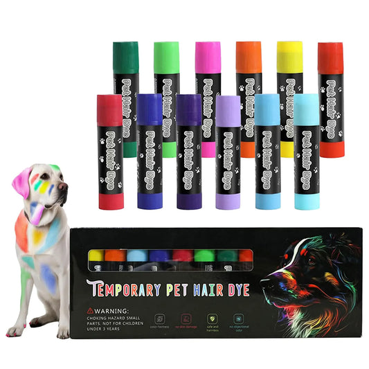 12-Color Pet Hair Dye Set – Temporary, Non-Toxic, Washable Vibrant Colors for Dogs & Cats