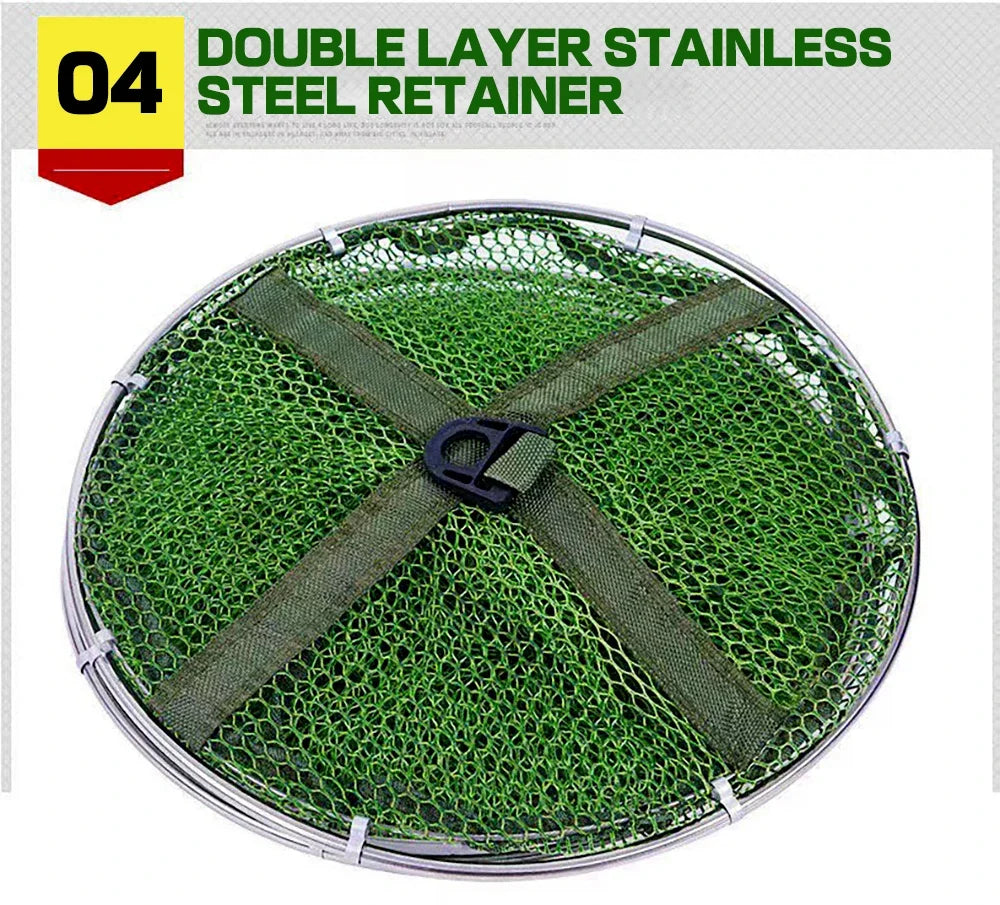 Folding Fishing Net 1.7m-3m – Large Shrimp, Carp & Crab Trap Creel for Surfcasting Accessories