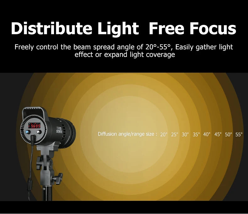 Sutefoto TJ55 Bi-Color LED Video Light - 55W COB Photographic Light, 3200K-5600K, Portable Fill Light for Video & Live Streaming