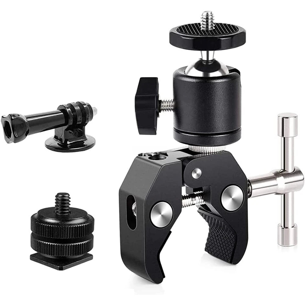 ERIKOLE Super Clamp with 360° Mini Ball Head, Quick Release Clamp Bracket, Tripod Mount with 1/4" Screw for DSLR Camera, GoPro