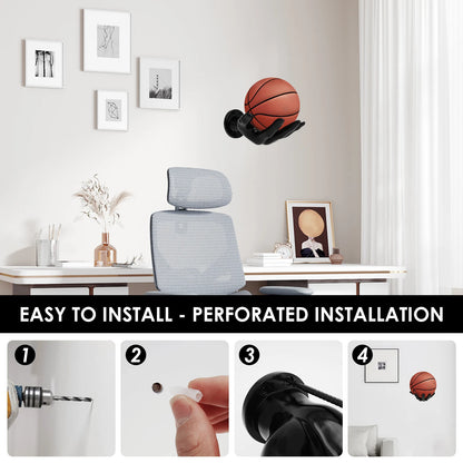 Wall-Mounted Hand-Shaped Basketball Storage Rack – Multi-Purpose Football Display Shelf & Space-Saving Room Decor Holder