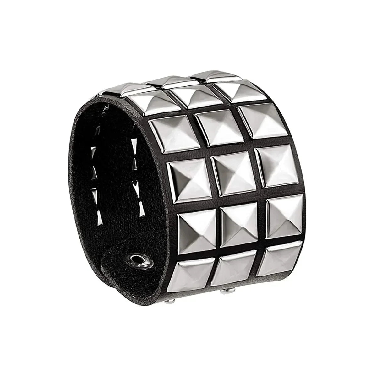 New Punk Fashion Black Leather Cuff Bracelet for Men & Women - Rivets Stud Charm Wristband Bangle, Gothic Jewelry 2024