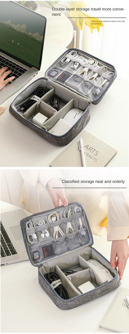 Waterproof Portable Cable Storage Bag – Digital Organizer for USB Cables, Chargers & Travel Accessories