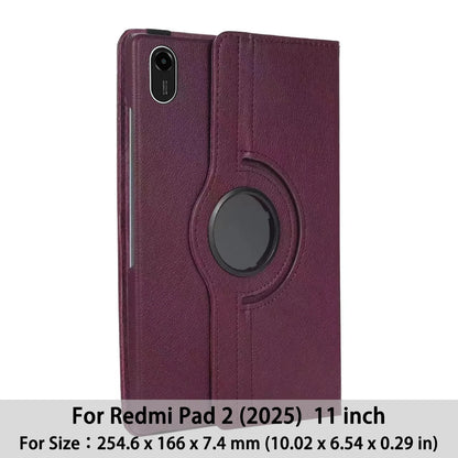 Redmi Pad 2 11″ 2025 Case — PU 360° Rotating Stand with Sleep/Wake Function Cover