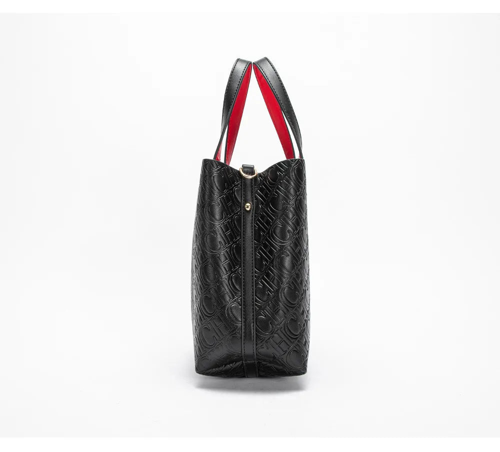 CH Fashion Women’s Shoulder Bag – Large Capacity Casual PU Leather Handbag with Embossed Letters