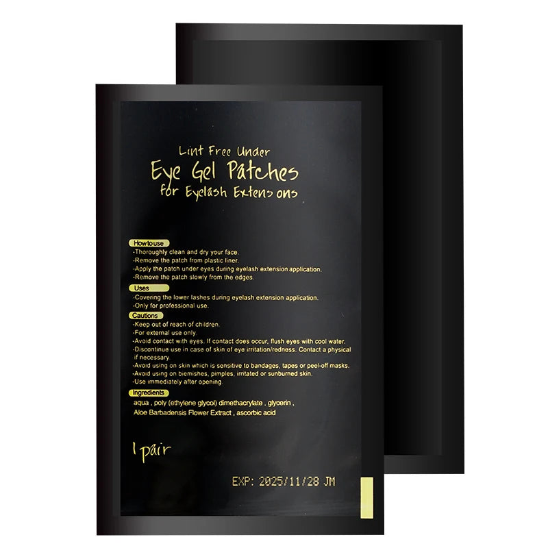 50 Pairs UV Black Hydrogel Eye Gel Patches | Eyelash Extension Padding & Makeup Stickers | Under Eye Gel Pads