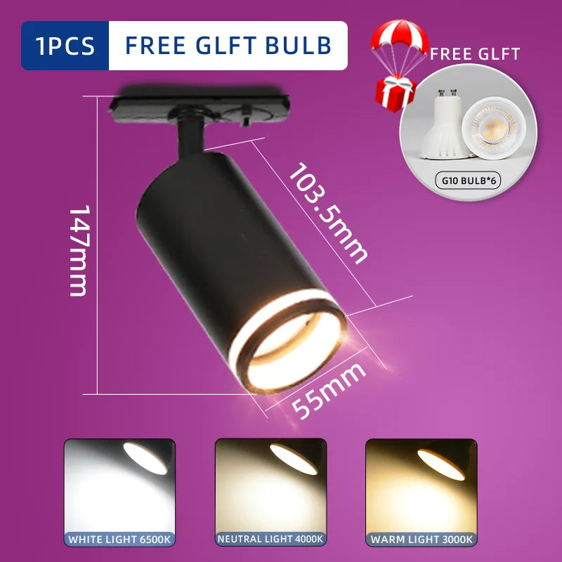 LED Track Light System – 85-265V COB Ceiling Lamp Set with Rails & Spots for Clothing Shops, Living Rooms & Stores