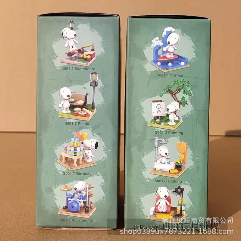 Genuine Snoopy Blind Box Puzzle — Cartoon Scene Building Block Ornaments for Children, Assembled Gift Toy