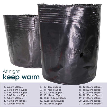 50pcs Black Plastic Seedling Pots – Breathable Nursery Containers for Seed Starting & Plant Cuttings