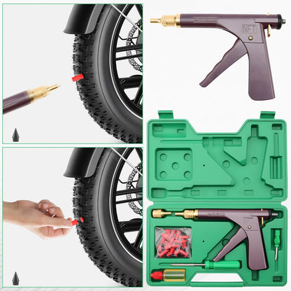 Auto & Motorcycle Tubeless Tire Repair Kit — Puncture Plug Gun for Car & Bike, Air Leak Fix Tool