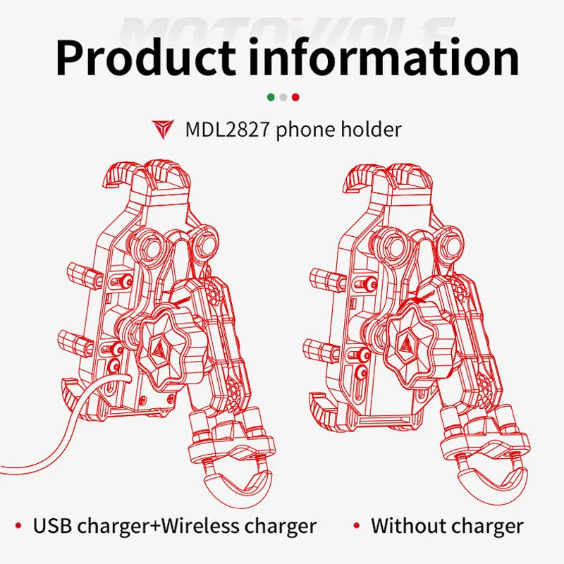 Effortless Charging: Motorcycle Wireless Charging Phone Holder 3.0 - Quick Charger & GPS Support for 4-7 inch Phones, Handlebar Mount