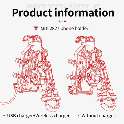 Effortless Charging: Motorcycle Wireless Charging Phone Holder 3.0 - Quick Charger & GPS Support for 4-7 inch Phones, Handlebar Mount