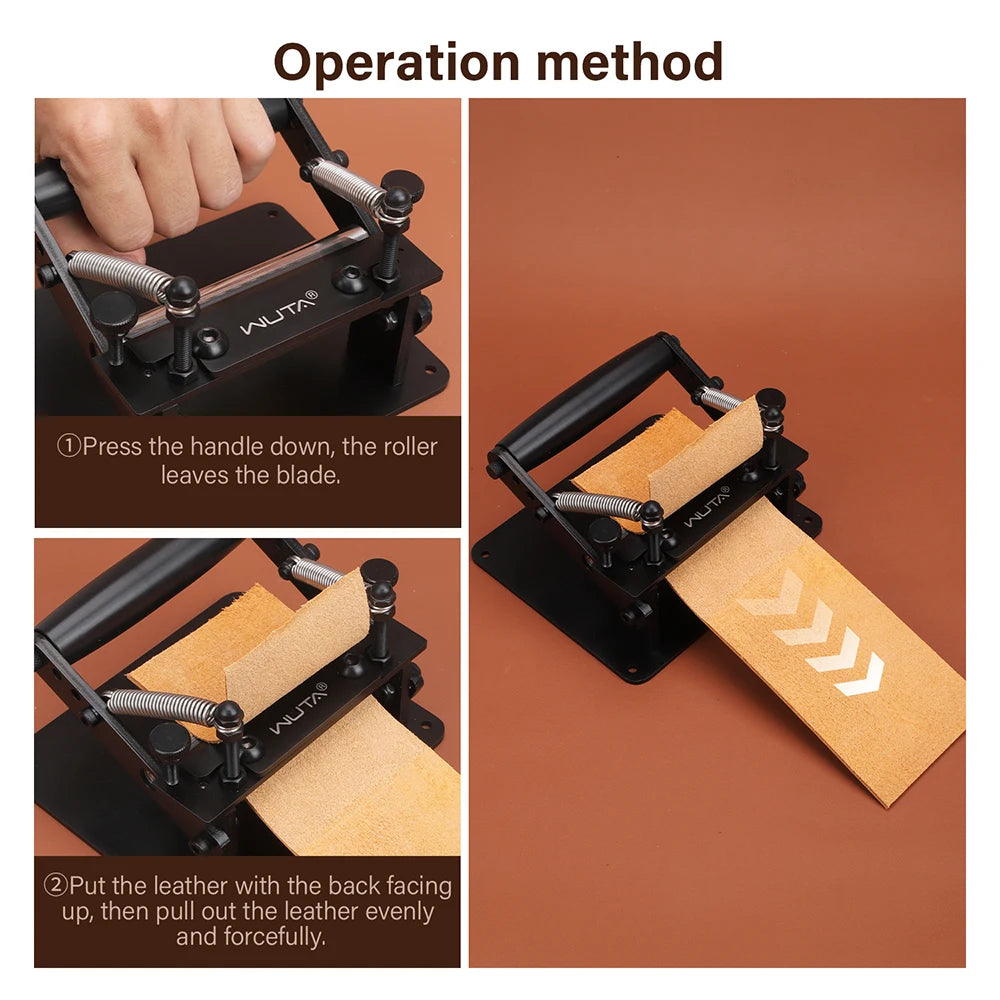 WUTA Manual Leather Skiving Machine – Belt Thinning Splitter & Strap Cutting Tool for Cowhide Leather DIY