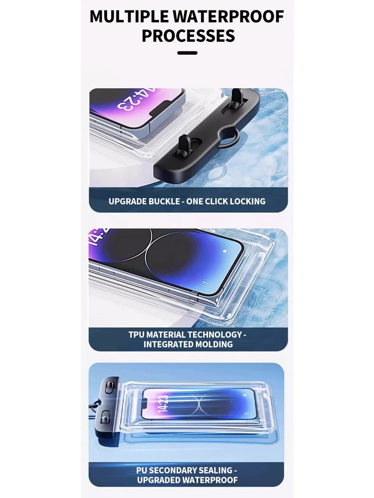 Waterproof Phone Pouch – Drift, Diving & Swimming Dry Bag Case for Phones up to 6" for Beach, Pool, and Water Sports