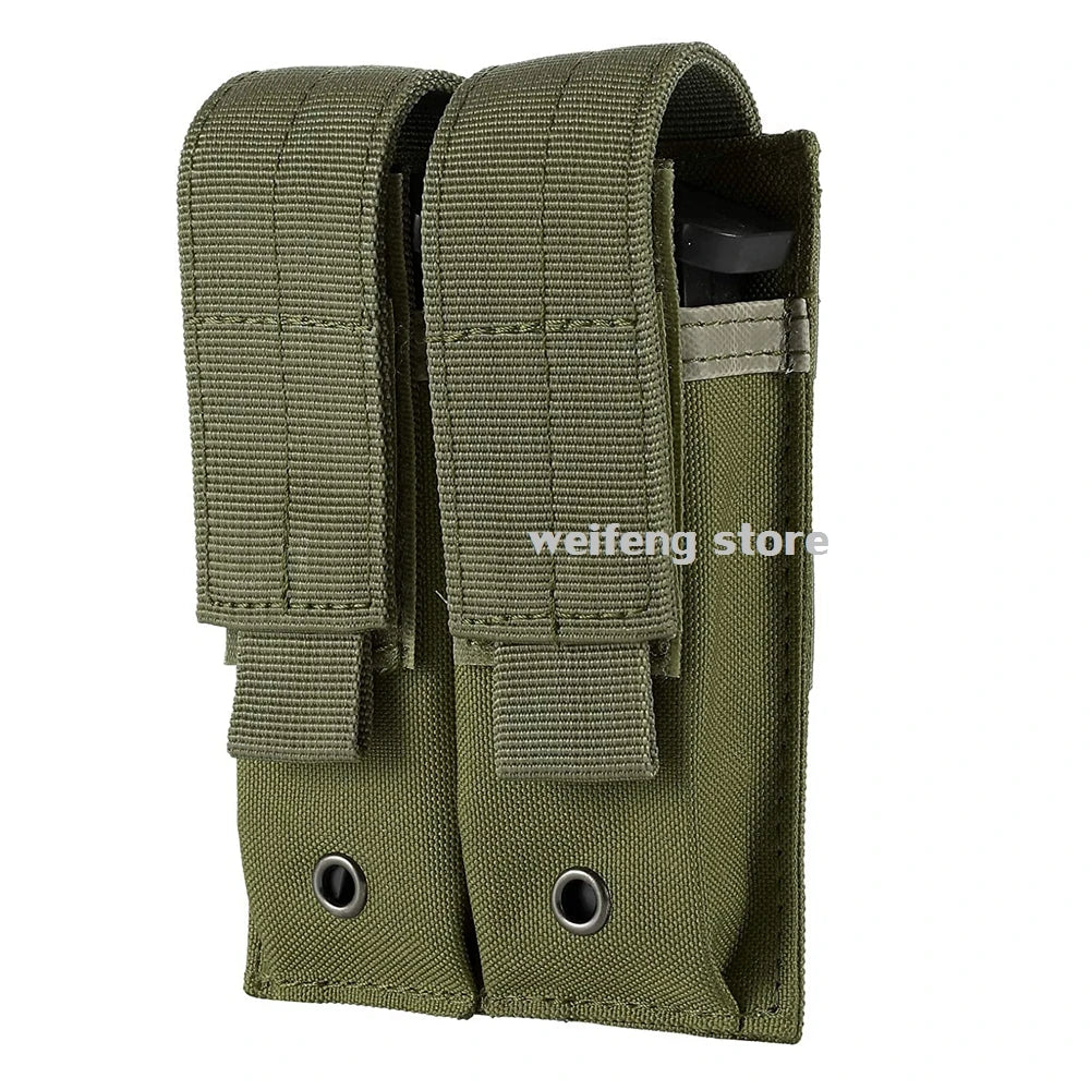 9mm Tactical Magazine Pouch - MOLLE Single & Double Mag Bag, Open-Top Pouch for Glock, M1911, 92F, Torch & Triple Bag