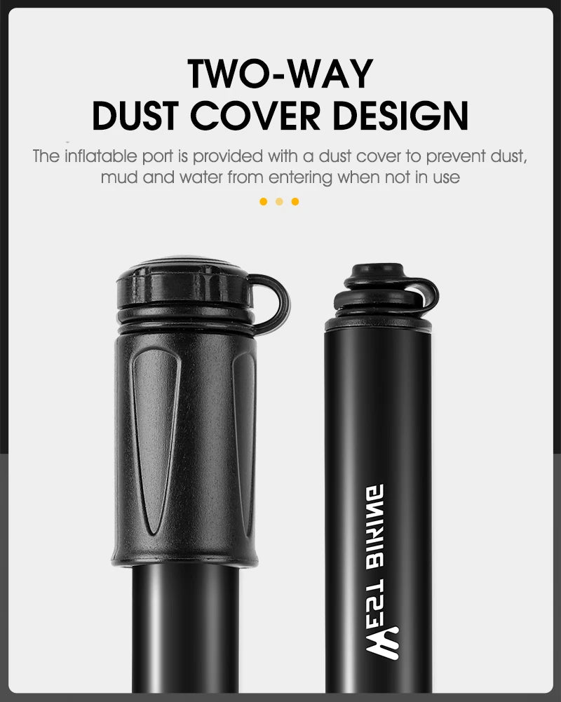 WEST BIKING Mini Bicycle Pump – Portable 100PSI Aluminum Alloy Hand Pump for Schrader & Presta Valves, MTB & Road Bikes