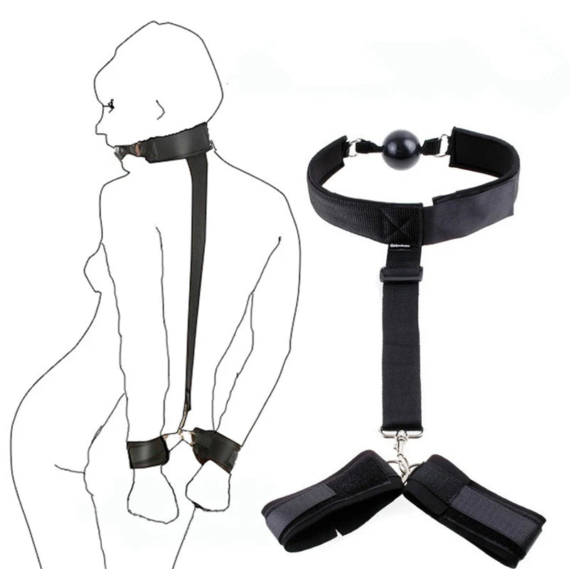 Adjustable BDSM Bondage Set – Handcuffs, Ankle Cuffs & Open Leg Restraints for Couples, Adult Fetish Games for Women