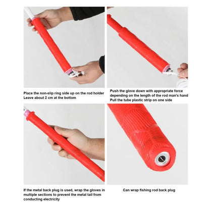 Silicone Fishing Rod Handle Cover – Non-Slip Grip Sleeve 17-32MM Universal Pole Protector Accessory