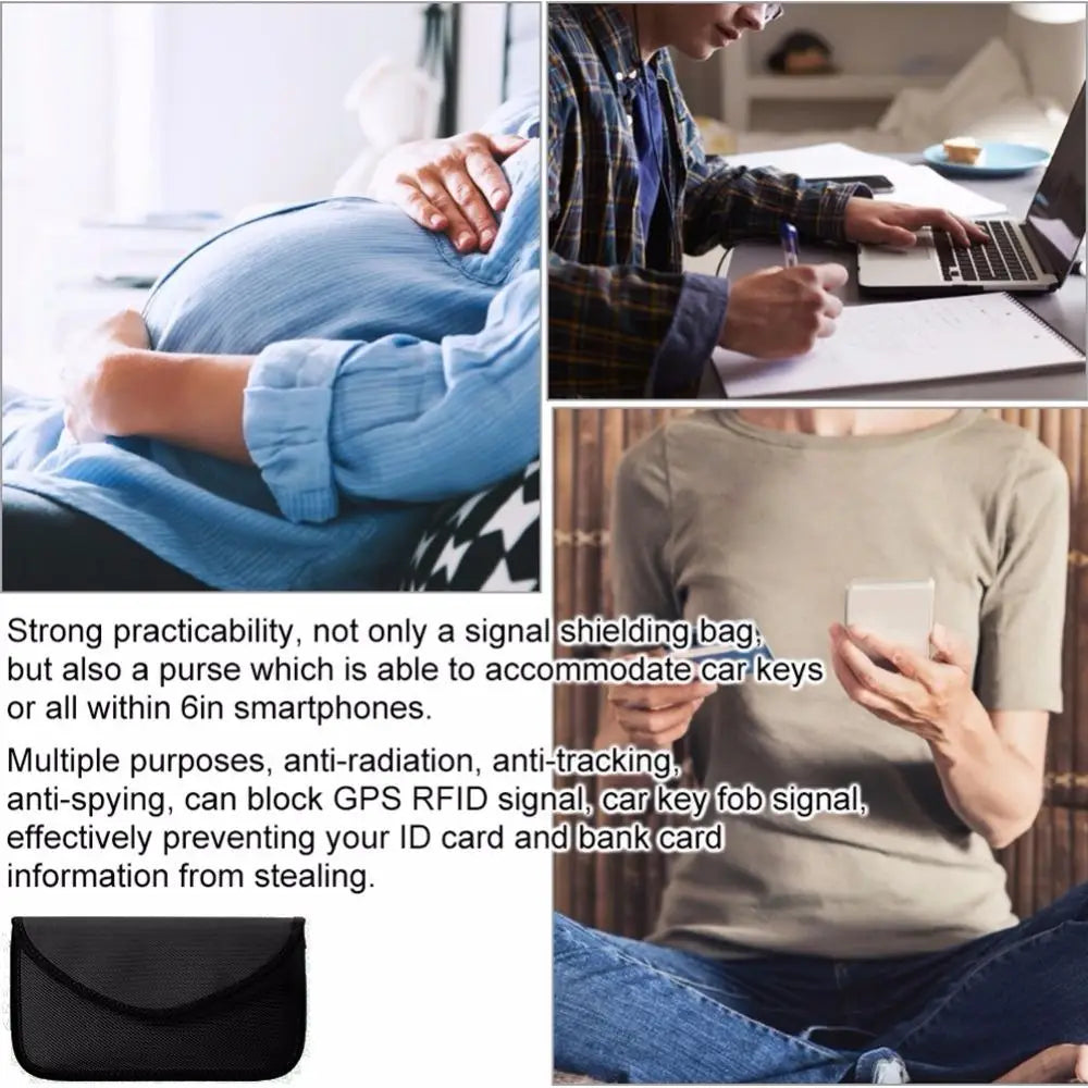 Double Layer Signal Blocker Bag - Anti-Radiation GPS Phone Shielding Pouch for ID Card Storage & Anti-Tracking