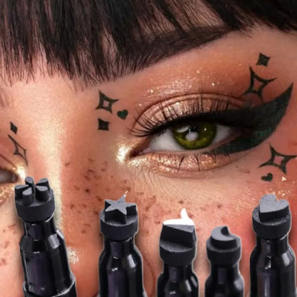 2-in-1 Black Liquid Eyeliner – Double-Head Moon Stamp Pencil, Quick-Dry Non-Smudge Long-Lasting Eye Makeup