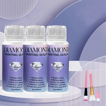 60ML/120ML/200ML Diamond Painting Sealer – Glue with 3 Brushes for Permanent Hold & Shine Effect, Puzzle Art Sealer
