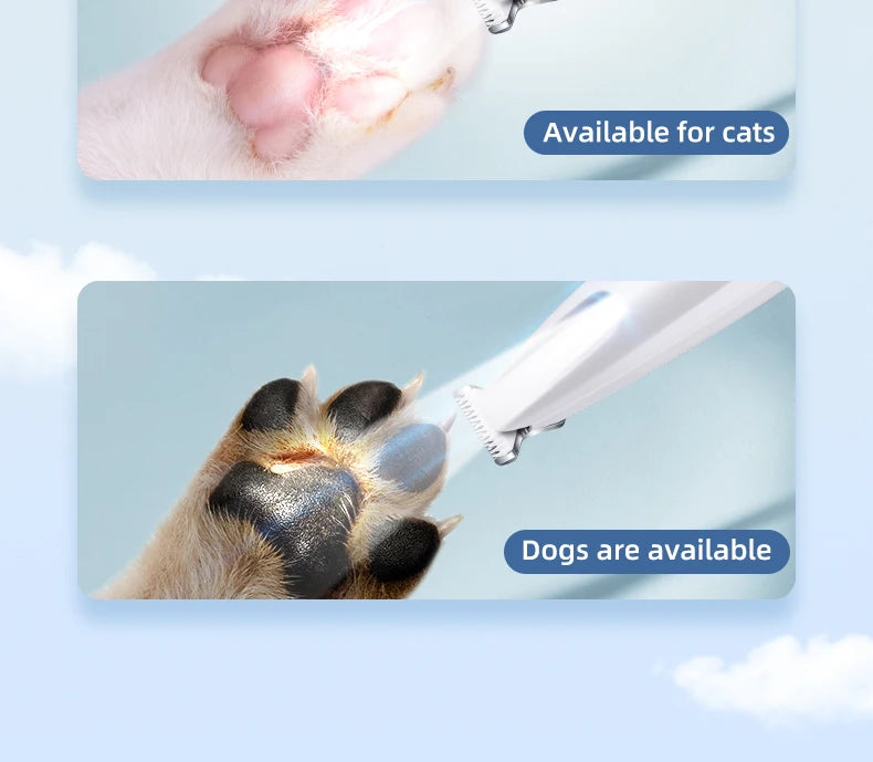 Type-C Dog Paw Trimmer - Waterproof Pet Hair Clippers with LED Light & Display, 18mm Wide Blade Grooming Tool