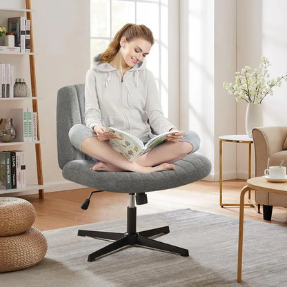 Armless Criss Cross Legged Swivel Office Chair - Wide Desk Chair Without Wheels