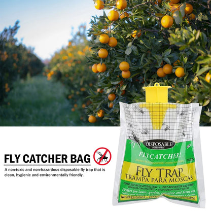 Hanging Fly Trap Bags – Non-Toxic, Water-Soluble Disposable Fly Catchers for Home & Garden