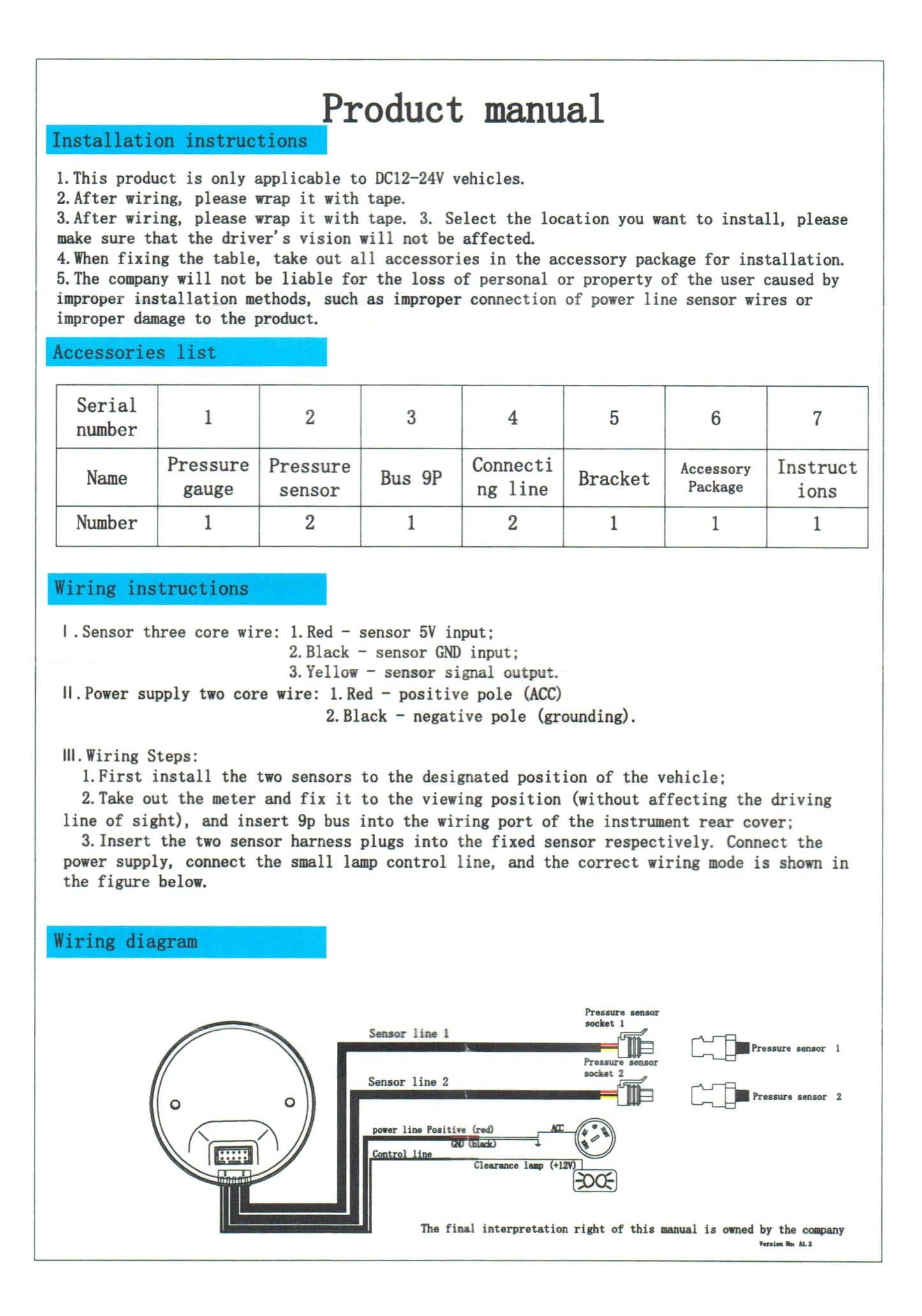 Triple Dual Display Air Pressure Gauge – LED Digital Suspension Gauge 0-220 PSI with 1/8 NPT Sensors for Car