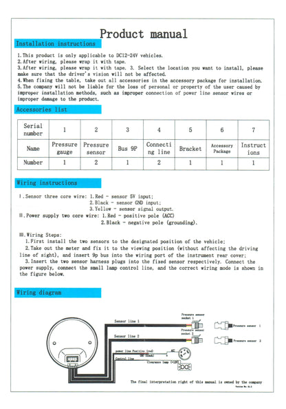 Triple Dual Display Air Pressure Gauge – LED Digital Suspension Gauge 0-220 PSI with 1/8 NPT Sensors for Car