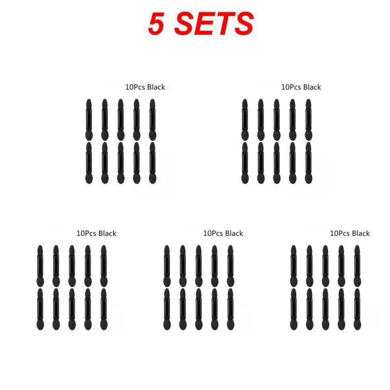 10/50PCS Double-Ended Sponge Sticks - Portable Eyeshadow, Eyeliner & Lip Makeup Applicators, Disposable Cosmetic Tools
